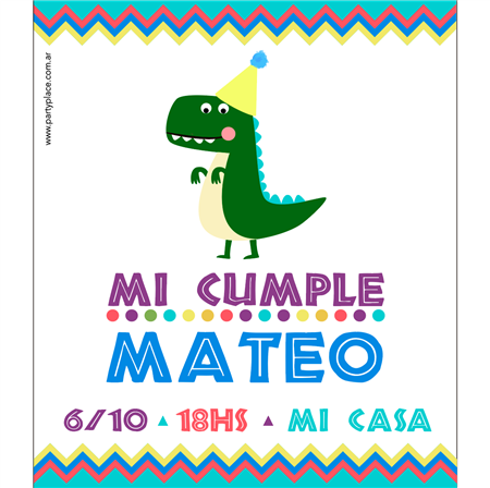 Invitación Baby Dino. Pers